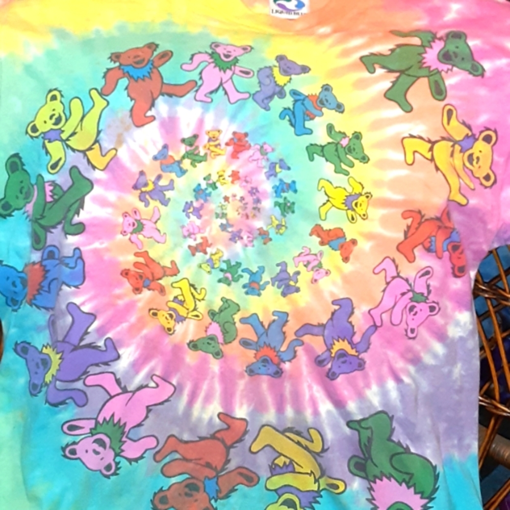 1989 Liquid Blue Grateful Dead spiral "dancing bears" tie dye,Large